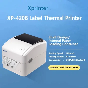 Xprinter xp-420b štítok s čiarovým kódom tlačiareň termálne doručenia tlačiareň štítkov šírka 25-115mm podporu QR kód pre prepravný štítok tlačiareň