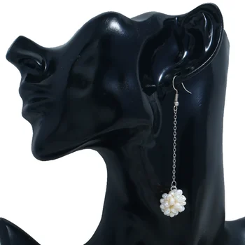 Moderné Strieborné Pozlátené Reťazí Ručné Loptu Imitácia Perly Visieť Náušnice pre Ženy Dlho Šperky