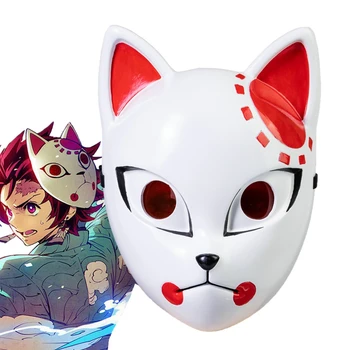 Kamado Tanjirou Cosplay Maska Anime Démon Vrah: Kimetsu č Yaiba Kamado Kostým Príslušenstvo Halloween Party Fox Maska