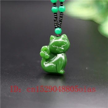 Prírodné Zelené Čínske Jade Mačka Náhrdelník Prívesok Charm Jadeite Šperky Vyrezávané Amulet Módne Doplnky, Darčeky pre Ženy, Mužov