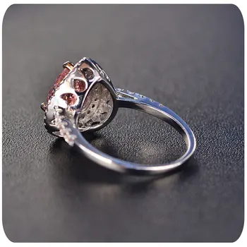 925 Strieborná Ružová Srdce Prstene pre Ženy, Luxusné Crystal Zapojenie Snubné Prstene Vintage Cubic Zirconia Krúžok Žien Príslušenstvo
