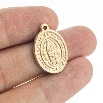 Risul panna Mária virgen de guadalupe z nehrdzavejúcej ocele oválne malé kúzlo, zlatá farba medaila značky Prívesok 10pcs
