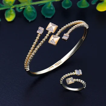 BrideTalk luxusné Jedinečný Afriky Náramok Prsteň, Šperky Sady Pre Ženy, Svadobné Kubický Zirkón Crystal CZ Dubaj Svadobné Šperky Set