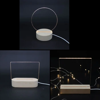 Ručné Rezanie Dreva LED Displej Základne Teplé Noci Osvetlené Base Crystal Glass Art M89B