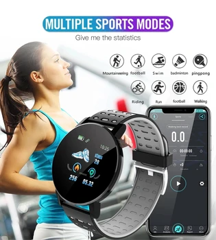 2021 119 Plus Smart Hodinky Muži Ženy Krvný Tlak Nepremokavé Športové Kolo Smartwatch Smart Hodiny Fitness Tracker pre Android a IOS