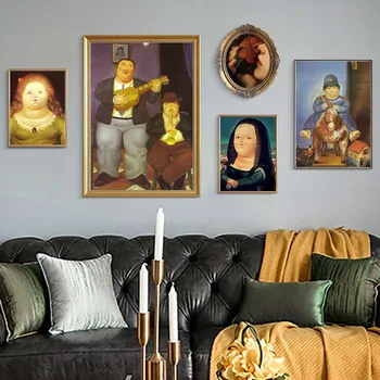 Vtipné Tuku Mona Lisa Plátno, Maľovanie, Klasické Da Vinci Obrázok Wall Art Obraz Nordic Abstraktné Plagát Na Obývacia Izba Domova