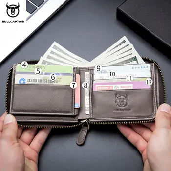 BULLCAPTAIN nové pánske peňaženky, kožené mince kabelku RFID peňaženky spojka taška kožené peňaženky, pánske peňaženky, Kreditné karty, balík