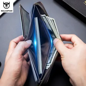 BULLCAPTAIN nové pánske peňaženky, kožené mince kabelku RFID peňaženky spojka taška kožené peňaženky, pánske peňaženky, Kreditné karty, balík