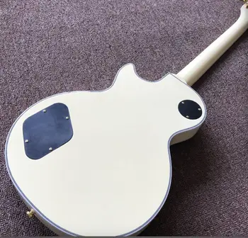 Vlastné krémovú farbu elektrickú gitaru,čierny pickguard s Zlatá farba hardvéru gitaar,jeden kus a jeden kus tela