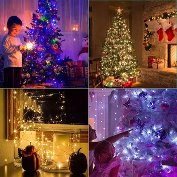 LED Reťazec Svetlá Na Vianočný Stromček, 5m 10m 12m RGB Vianočné Osvetlenie Viniča Rozprávkových Svetiel Nepremokavé Usb Led Víla Reťazec