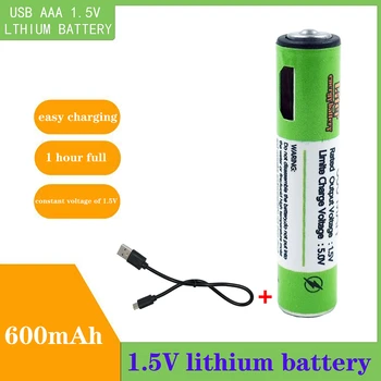1.5 V AAA Batérie 600mAh USB Nabíjateľné Batérie 1,5 V Pre Hračky na Diaľkové Ovládanie, AAA batérie
