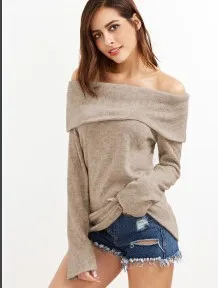 2020 zimné hot predaj studenej rameno ženy pletené svetre lomka krku pulóvre pevné, štíhle ženské svetre