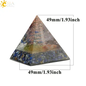 CSJA 49x49mm Orgone Pyramídy Orgonite Energie Converter Prírodný Štrk Čakra Živice Kovové Špirály Uzdravenie Šťastia Domáce Dekorácie G258