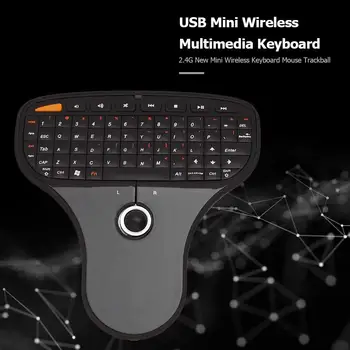 N5901 2.4 GHz Wireless Remote Keyboard Plastové Prijímanie Miniatúrne Prijímače Trackball Vzduchu Myš pre Android TV Box