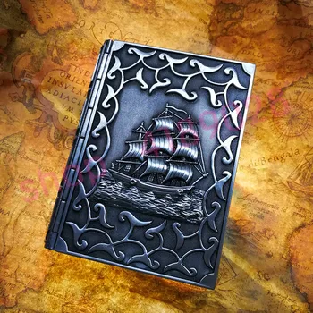 Európsky štýl, vyrezávané pirátskej lodi, knihy tvarované šperky box, úložný box, nádherné remeslá, domáce dekorácie
