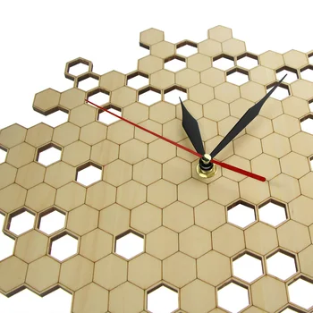 Včelár Honeycomb Prírodné Drevené Nástenné Hodiny Hexagon Wall Art Dreva Včelieho Medu Moderné Drevené Hodiny