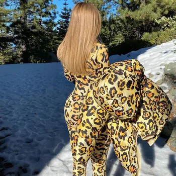 Móda Bublina Kabát Leopard Puffer Bunda Nadrozmerné Bavlna Teplé Oblečenie Žien Vrchné Oblečenie Bežné Slim Teplej Bundy Kabáty Parkas 2021