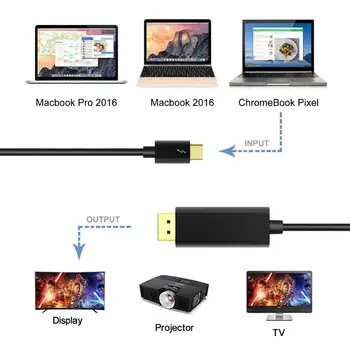 AMKLE 30Hz Typu C, HDMI, DP Kábla 1.8 m USB C 3.1 na DisplayPort, HDMI Adaptér 4K Tunderbolt Dongle pre HuaweiP30 SamsungS11 Macbook
