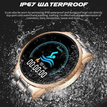 LIGE 2019 Nové ocele farebný displej Smart Kapela Sledovať muži Ženy srdcového tepu Smart Badn fitness tracker Krokomer smartwatch