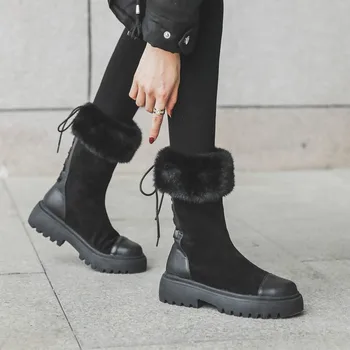 Zimné topánky, ženy módne tenisky pevné topánky platformu pre ženy teplé non slip šnurovacie topánky žena plus veľkosť botas de mujer