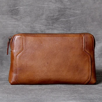 AETOO Bežné kožený retro ruke drží Baotou vrstva cowhide kabelka ručný mobilný telefón taška