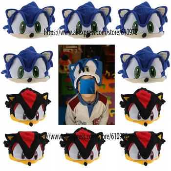 OHMETOY 5 ks Sonic Plyšové Cosplay Klobúky Shadow The Hedgehog Fleece Cap Anime Čiapočku Čierna Modrá Pre Deti, Teenagerov, Dospelých, Veľkoobchod