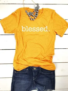 POŽEHNANÍ, žltá t-shirt ženy móda vtipný slogan topy grunge tumblr dar Kresťanskej citát kawai tees camisetas umenie tričko -J703