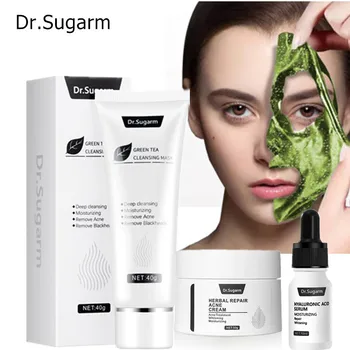 Dr. Sugarm Kyselina Hyalurónová Tvár Sérum Proti Starnutiu Zelený Čaj Očistný Hydratačná Maska Na Akné Opravy Bieliaci Krém Pre Starostlivosť O Pleť Nastaviť