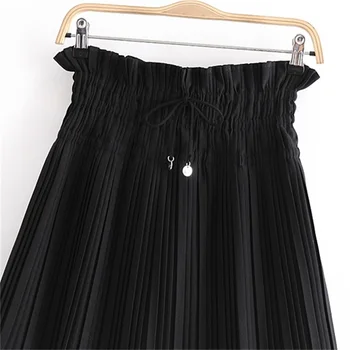 TRAF dámy 2020 módy s nastaviteľným šnúrkou skladaný mini sukne retro vysoký pás ženy sukne streetwear