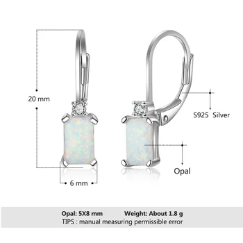 Obdĺžnik Mliečny Opál Hoop Náušnice Pre Ženy 925 Sterling Silver Náušnice Módne Šperky Darček Pre Strany (Jewelora EA103243)