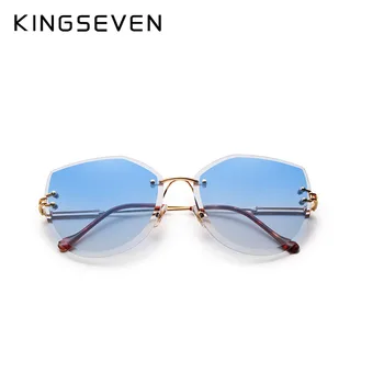 KINGSEVEN Luxusné bez obrúčok Cat Eye slnečné Okuliare Ženy Gradient Farebné Slnečné Okuliare Značky Vintage Dizajnér Odtiene Okuliare Oculos N807