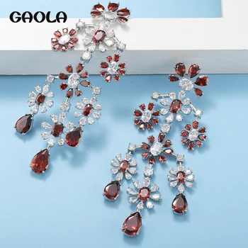GAOLA Komplexné Symetrický Dizajn Náušnice pre Ženu je Top Luxusné Šperky Vykladané Červená Zirkón Exkluzívne Jemné Šperky GLE9620