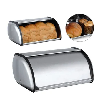 Z nerezovej Ocele Odolné Jednoduché Chlieb Prípade Breadbox Úložný Box Pre Hotel Obchod Doma Zrkadlo Materiál Chlieb Úložný Box 1Pcs