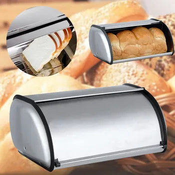 Z nerezovej Ocele Odolné Jednoduché Chlieb Prípade Breadbox Úložný Box Pre Hotel Obchod Doma Zrkadlo Materiál Chlieb Úložný Box 1Pcs