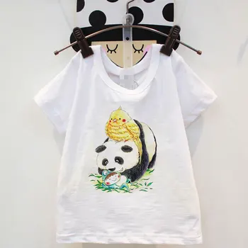 Okolo krku t shirt chlapcov panda mama láska, baby, tlač batoľa dievča topy krásne tričko deti móda príležitostné letné tričko narodeniny