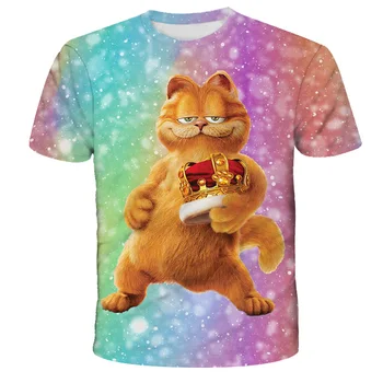 V lete kvalitné oblečenie Žien T-shirts Garfield Kreslených Mačka Tlače Krátky Rukáv Pre Topy Bežné Roztomilý Streetwear Harajuku Osn