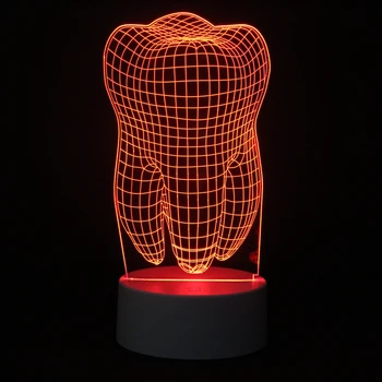 Zub Hrad Priestor Nočné Svetlo 3D LED 16 Farieb Changable Dotykový Spínač Novinka Lampa pre Domáce Dekorácie Zubné Kliniky umelecké Diela