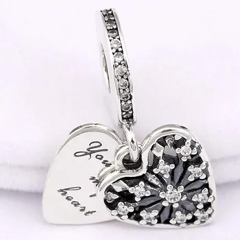 Pôvodná Láska Srdce Zimy S Ice Crystal Prívesok Korálky Fit 925 Sterling Silver Kúzlo Náramok Náramok DIY Šperky