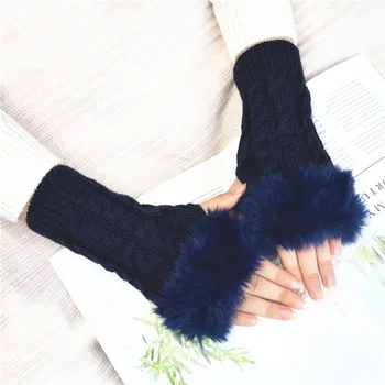 Jesenné a zimné dámske nové pletené pol prsta vlnené rukavice, aby sa zahrial, Japonské umenie študentov non-slip rukavice