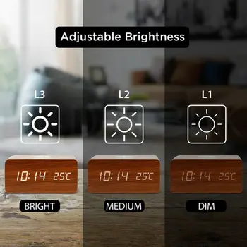 Moderné Drevené Drevo Digitálny LED Stolná Budík Qi Bezdrôtový Rýchlo Nabíjačka Pre iPhone Samsung Huawei Smart Phone