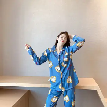 Japonský krásne dievča, ružová Kawaii módne dámske pyžamo nastaviť Crayon Shin karikatúra grafiku pyžamo domov dve dielna sada sleepwear