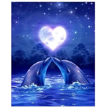 Láska Delfíny DIY 5D Diamond Výšivky Maľovanie Cross Stitch Domova Plavidlá Drop Shipping De6