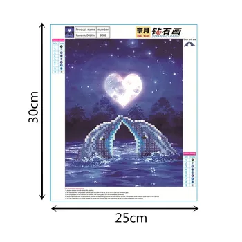 Láska Delfíny DIY 5D Diamond Výšivky Maľovanie Cross Stitch Domova Plavidlá Drop Shipping De6