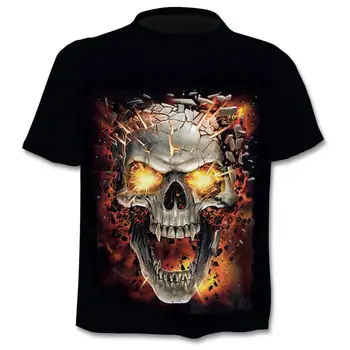Lebka Krásy Cool 3D tričká Pánske Motocykel Punk 3D Vytlačené T shirt Mužov Oblečenie tričko Letné Top Homme Lumbálna Pop Tričko