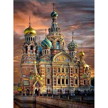 5D DIY Diamond výšivky St. Petersburg Cirkvi diamond maľovanie Cross Stitch plný vrták Drahokamu mozaiková výzdoba