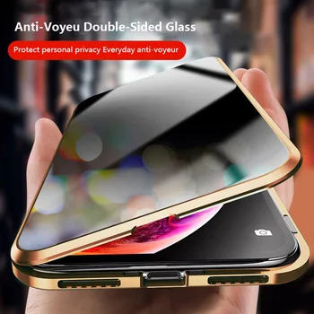 360 Súkromia, Anti-Peep Magnetické puzdro Pre iPhone 12Mini 12 11 XS Pro Max XR X SE2020 8 7 6 6 Plus Obojstranný Sklo puzdro
