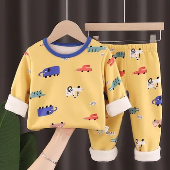 Nové Chlapčenské, Dievčenské Pyžamo Jeseň Zima Dlho Bavlna Rukáv detské Oblečenie Sleepwear Bavlnené Pyžamá Sady Pre Deti 2 4 6 8 Rokov