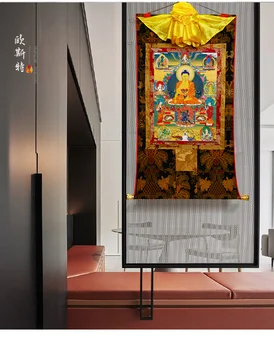Vysoký stupeň Budhizmus Thangka domáci oltár STENU Decor ART hodváb Buddha Šakjamúni Thang-ga maľovanie Veľkoobchod Budhistické dodanie veľké