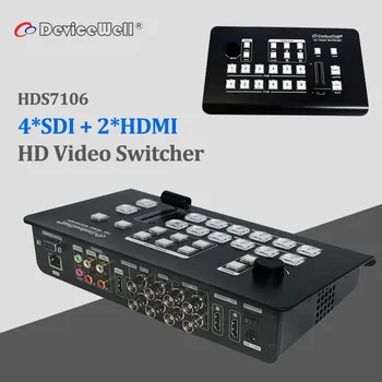 DeviceWell HDS7106 HD Video Switcher 6 Channel 4 SDI 2 HDMI vstupy Multiview Switcher pre Nové Médiá Live Stream Vysielania TV