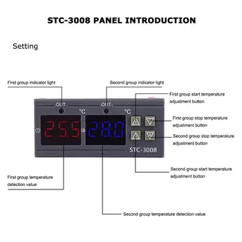 12/24/110-220V Dual LED Sonda Regulátor Teploty Termostatom na reguláciu Teploty, Meter S LED Displejom STC-3008